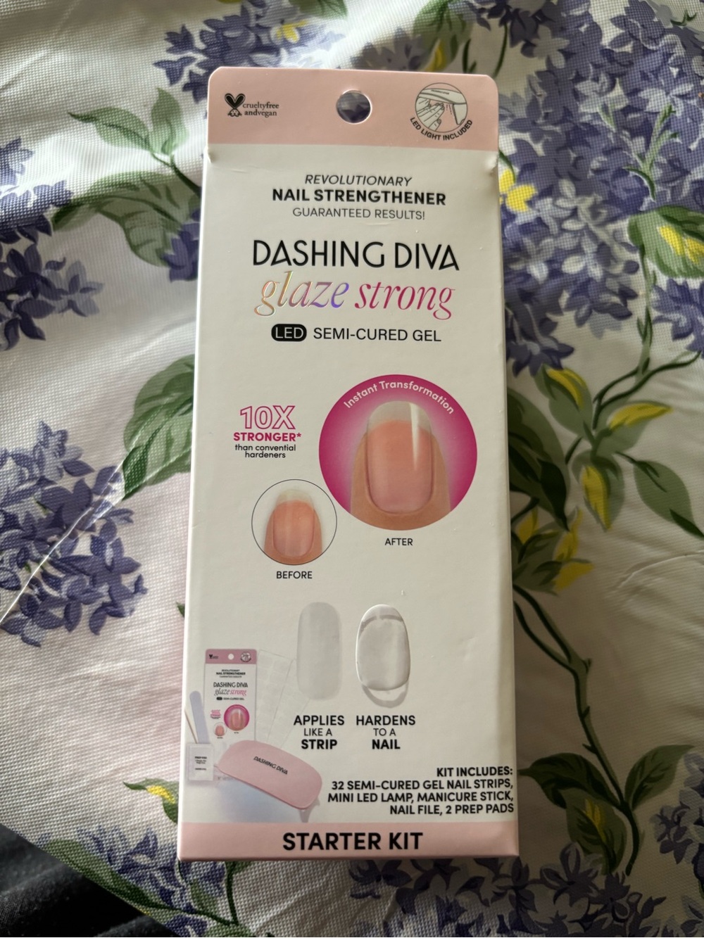 Glaze Strong LED Semi-Cured Gel Nail Strengthener Starter Kit - Pink